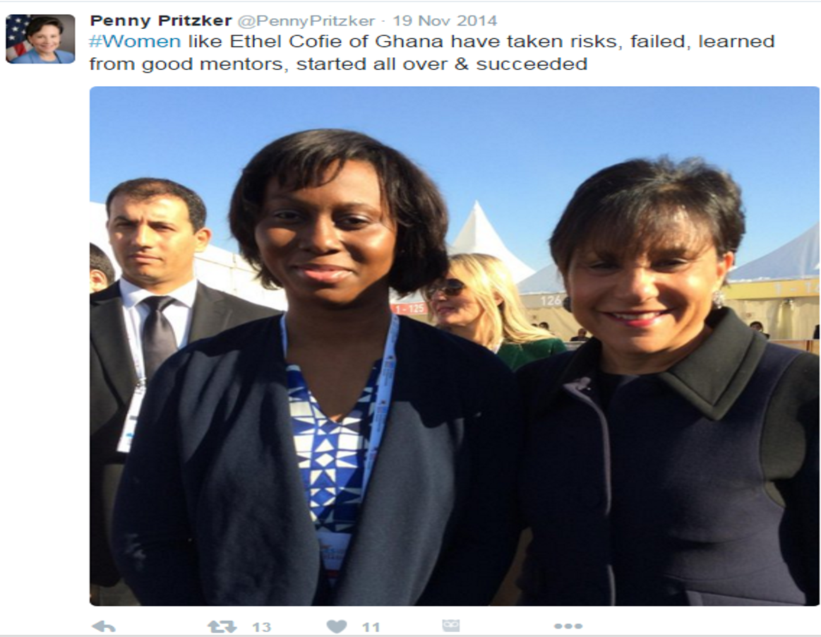 Social media post recognising Ethel Cofie
